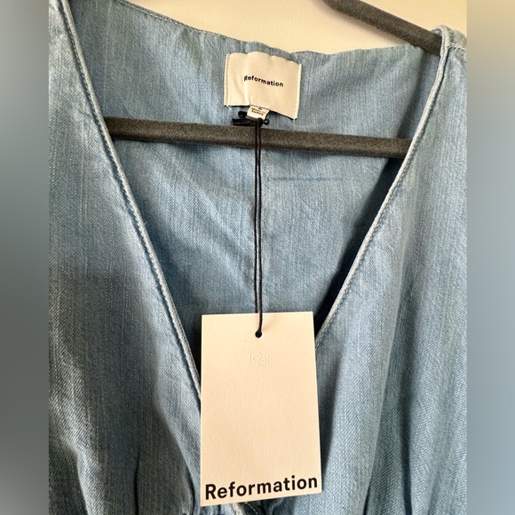 NWT Reformation Sebastian Denim Midi Dress Savannah Button Front Size 6 - Picture 14 of 14